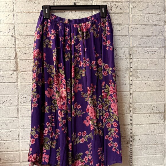 Vintage Chadwick’s Purple Floral Maxi Skirt | Cottagecore Boho Elastic Waist - Picture 5 of 10
